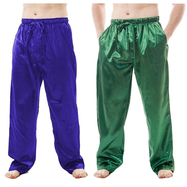 Up2date Fashion's Men's Satin Lounge Pants 2-Piece Multi-Color Combo in ...