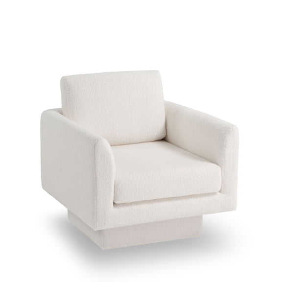 Homycasa Modern Swivel Accent Chair 30inch W Teddy Sherpa Round Armchair Cream