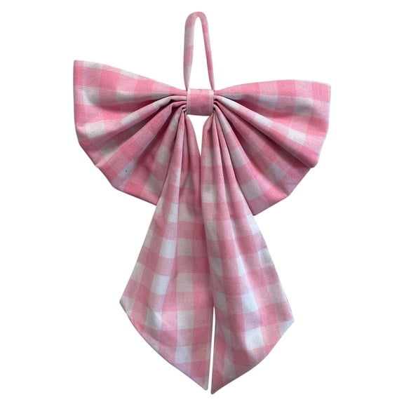 Christmas Plaid-Stripe Oversized Bow - Extra-Large Hanging Ornament, Durable Premium Fabric, Tree Wreath Garland Festive Statement Decor, A