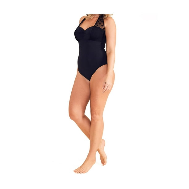 超特価sale開催 Icon 水着 上下セット レディース フィグリーブス Spot Black Swimsuit Shaping Halter Mesh 水着