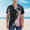 thumbnail image 3 of Hawaiian Shirt for Men - Pink White Ocean Waves Casual Summer Beach Shirts Mens Short Sleeve Button Shirts, 3 of 7