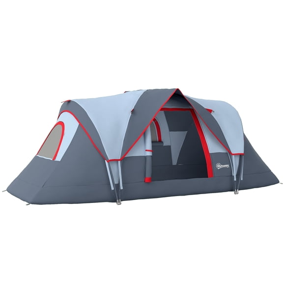 Outsunny Tente de Camping Extérieure pour 5-6 Personnes, Tente Familiale avec Crochet pour Lumière, Gris