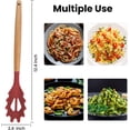 thumbnail image 3 of Silicone Spaghetti Spoon, Pasta Fork, 12.6 Inch Noodle Spoon, Pasta Spoon with Wooden Handle, Spaghetti Server for Cooking, BPA Free, Red, 3 of 5