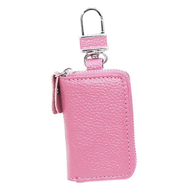 Llavero de coche, llavero de cuero para coche, monedero, gancho de metal y llavero, cartera, bolsa con cremallera, para entrada sin llave de coche
