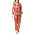 thumbnail image 1 of Pijama Gibobby de manga larga con botones para mujer anaranjado S, 1 of 4