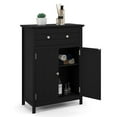 thumbnail image 1 of Gymax Bathroom Floor Cabinet Wooden Storage Organizer with Drawer & Doors Blcak, 1 of 10