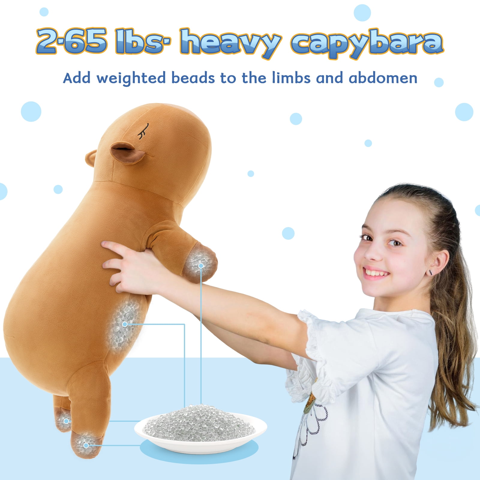 MorisMos 27.6" Weighted Capybara Stuffed Animal 2.65 Lb Giant Capybara Plush Pillow Toy