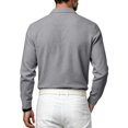 thumbnail image 3 of Men's Linen Shirts Long Sleeve Polo-Collared Button Solid Color Shirt Versatile Breathable Casual Business Tees (S, Gray), 3 of 5