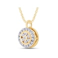 thumbnail image 2 of Round Shape Lab Grown Diamond Flower Cluster Pendant Necklace with Halo in 14K Yellow Gold Jewelry For Women with 18" Silver Long Rope Chain (0.17 Cttw, H Color, SI2 Clarity), 2 of 6