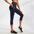 thumbnail image 3 of Gibobby Pantalones de mezclilla Pantalones de yoga para mujer Bolsillo Fitness Correr Deportes Pantalones elásticos de secado rápido Cintura alta Levantamiento de cadera Panta(Azul marino， M), 3 of 5