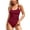 Crimson Red, variant on AICARE Women's One Piece Swimsuit Ruched Tummy Control Square Neck Bathing Suits