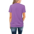 thumbnail image 6 of Scyoekwg Womens Tops Short Sleeve Casual Comfy Summer Loose Blouses Ladies Tops Solid Color Crewneck Pleated Tunic Tops (Purple,L), 6 of 7