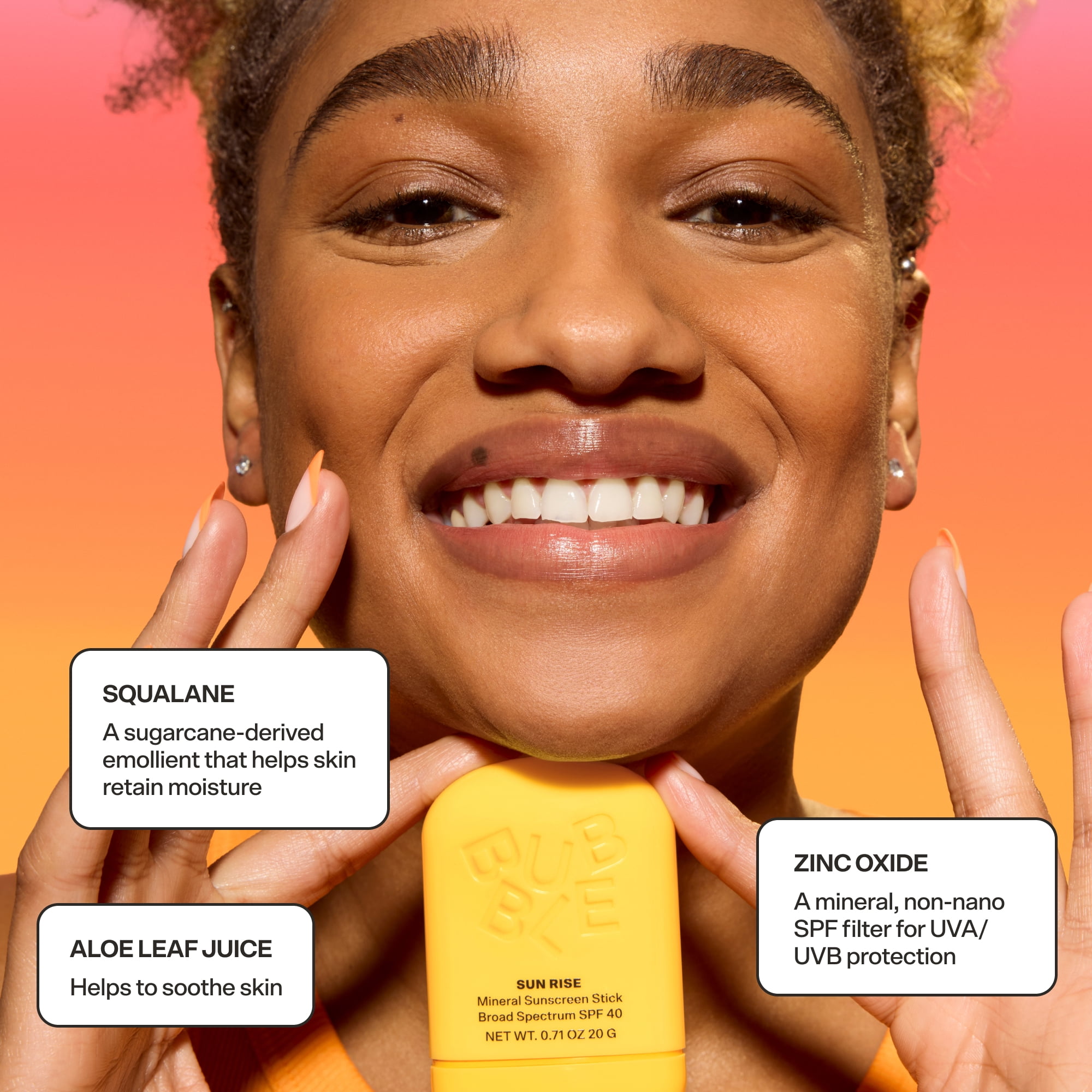 Bubble Skincare Sun Rise Mineral Sunscreen Stick Broad Spectrum SPF40, 0.5oz