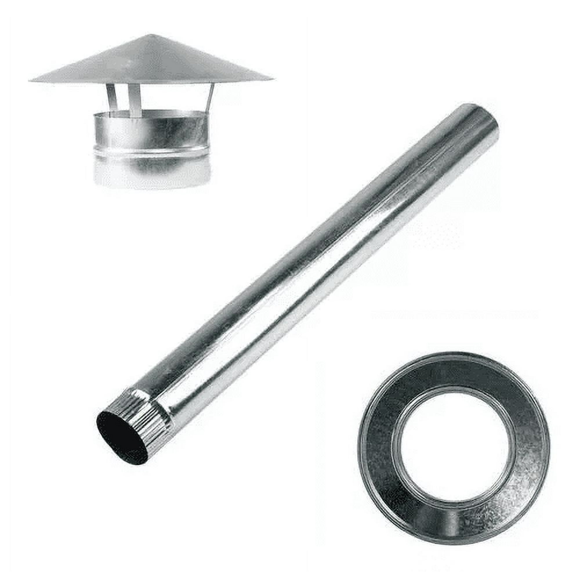 Kit Ducto Tubo Galvanizado 4.1/2 + Gorro + Anillo Fegalv