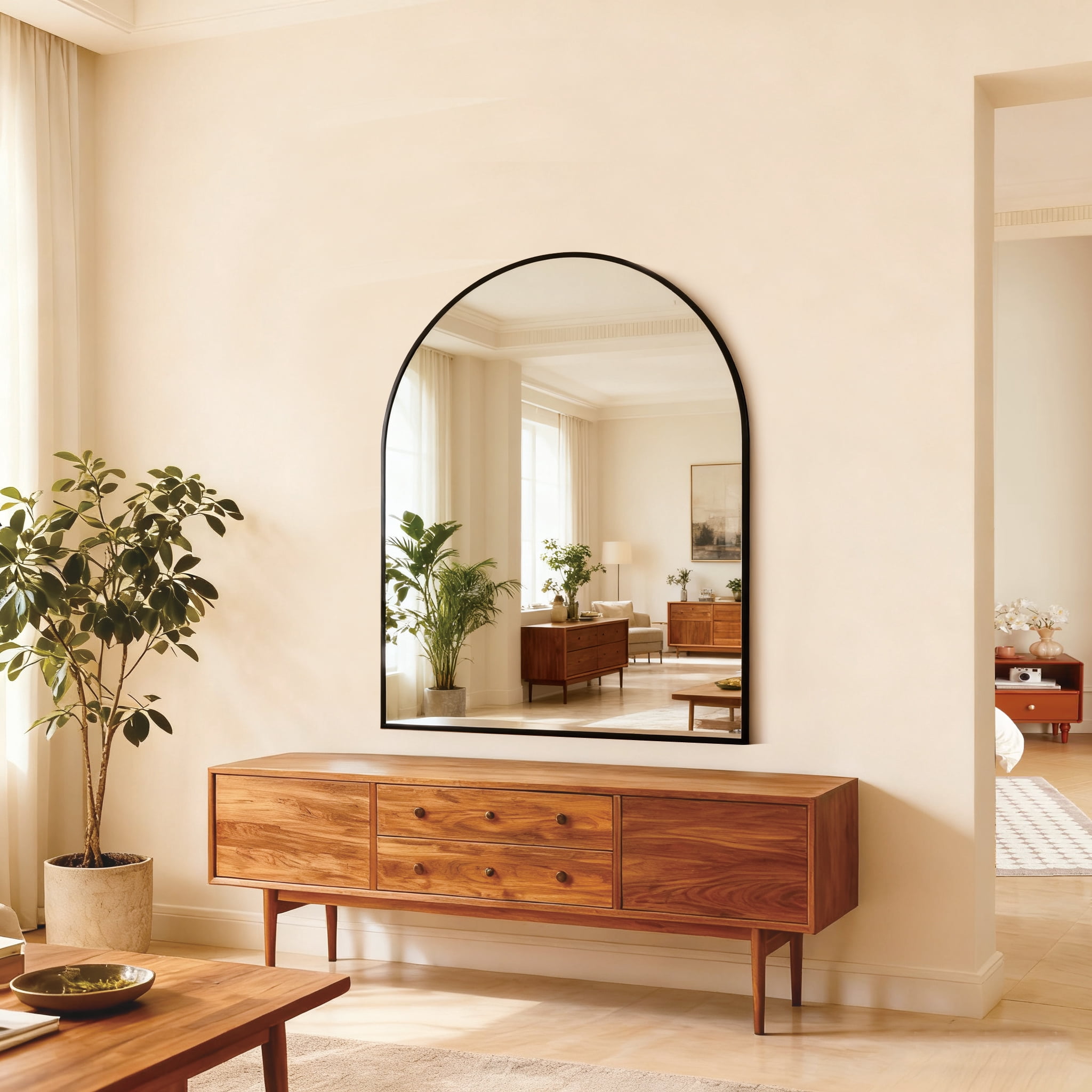 Arched Bathroom Mirror with Shatterproof Film, Black Metal Frame and Anti-Rust Aluminum Alloy, Easy to Install Wall Mirror for Bathroom, 30x36 Inch