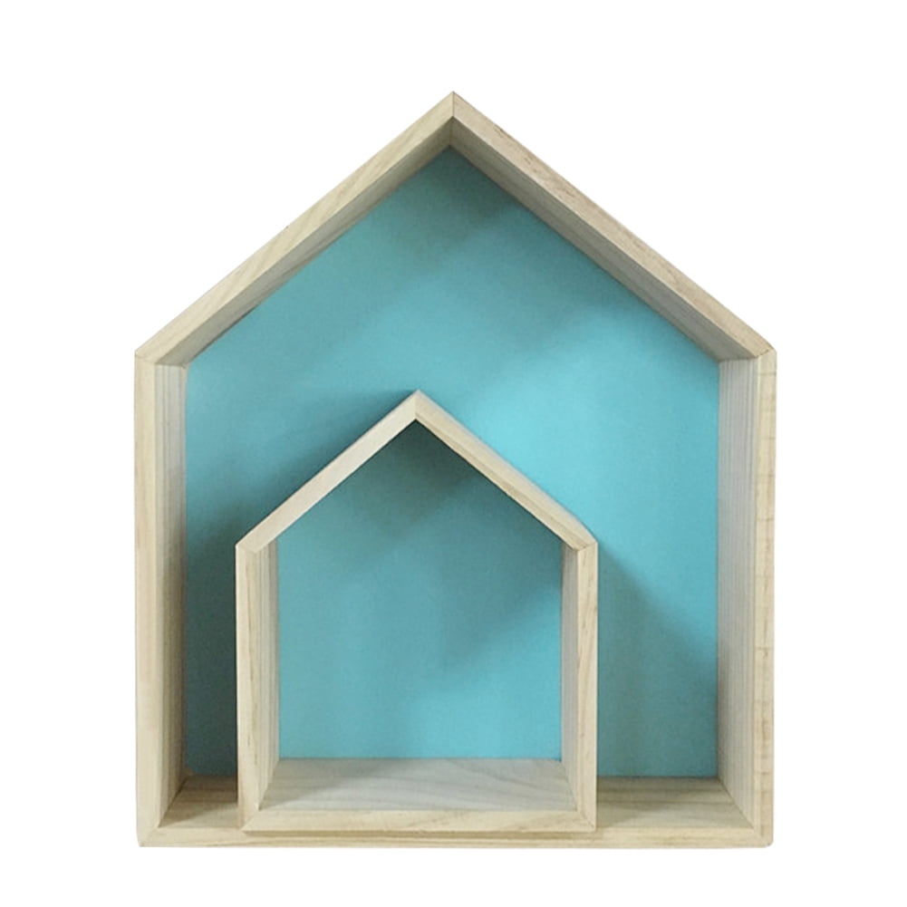 Shelf Decorative Nursery 1/2/3 or Set Wooden House Shape Shadow Storage Box 
