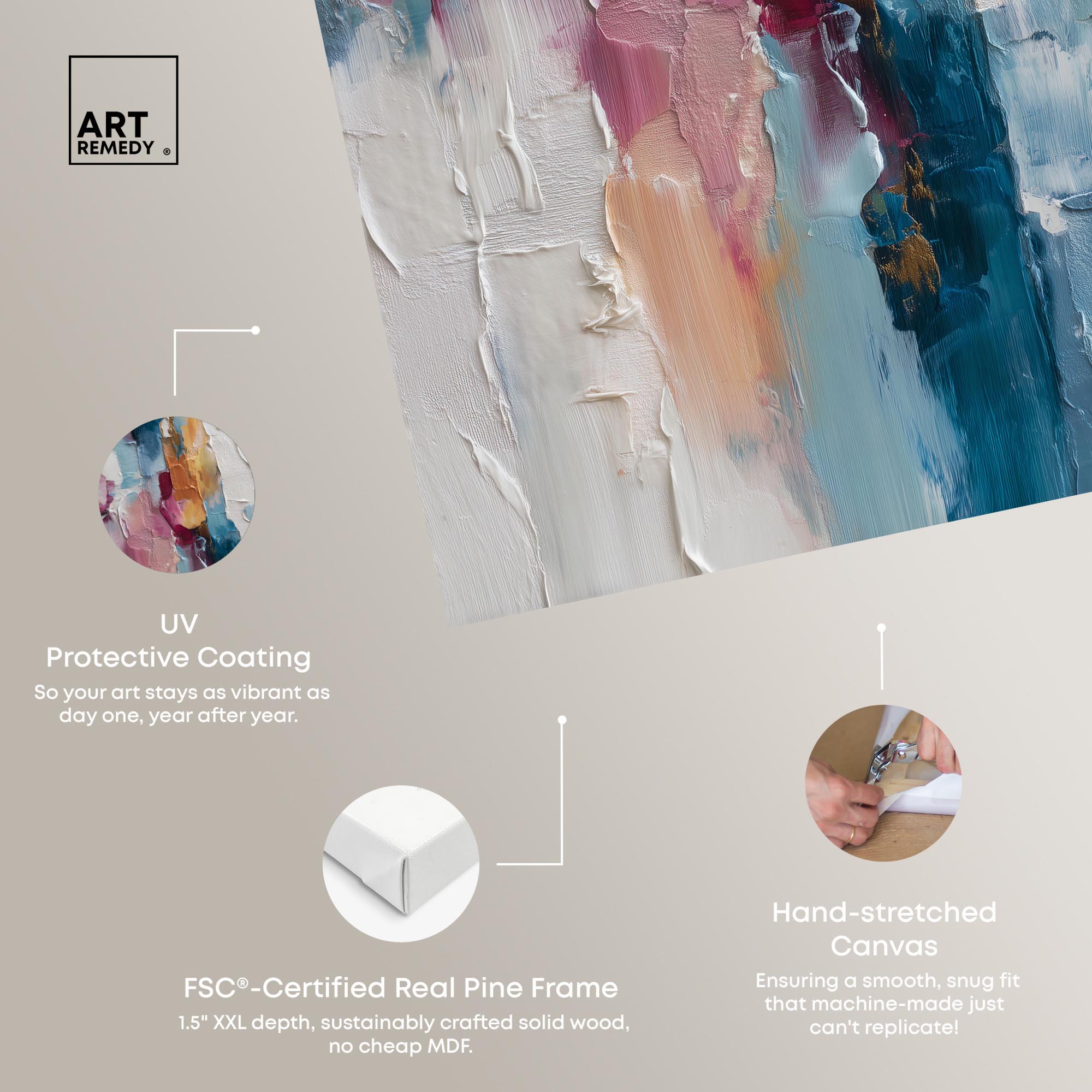 Petal Pink and Ocean Blue II Canvas Modern Wall Decor by Art Remedy, Gallery Wrapped, 36 x 54