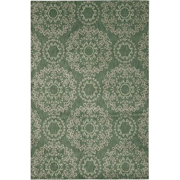 Nourison  Tranquility Area Rug Green 9'3" x 12'9" Latex Free 9' x 12' Indoor Ivory Rectangle