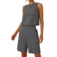 thumbnail image 6 of Costeam Womens 2 Piece Sleeveless Top and Loose Pocket Pants Set Solid Color Soft Stretch Fabric High Waist Casual Wide Leg Pant Outfit Suit, 6 of 6