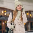 thumbnail image 6 of KOITHOT 3 Pieces Women Winter Beanie Hat Gloves Scarf Set, Soft Warm Thick Touch Screen Knitted Beige, 6 of 6