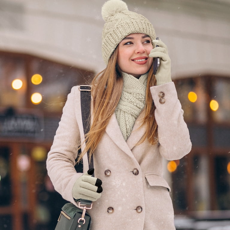 KOITHOT 3 Pieces Women Winter Hat Gloves Scarf Set, Soft 