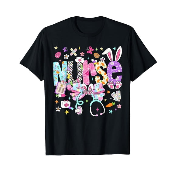 Cute Coquette Nurse Stethoscope Graphic T-Shirt for Easter Celebrations