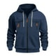 thumbnail image 1 of pstuiky Camisas de manga larga abrigadas para hombre, Sudadera con capucha multibolsillos para hombre, informal, de moda, con cremallera, color liso, manga larga camisetas de hombre s, 1 of 5