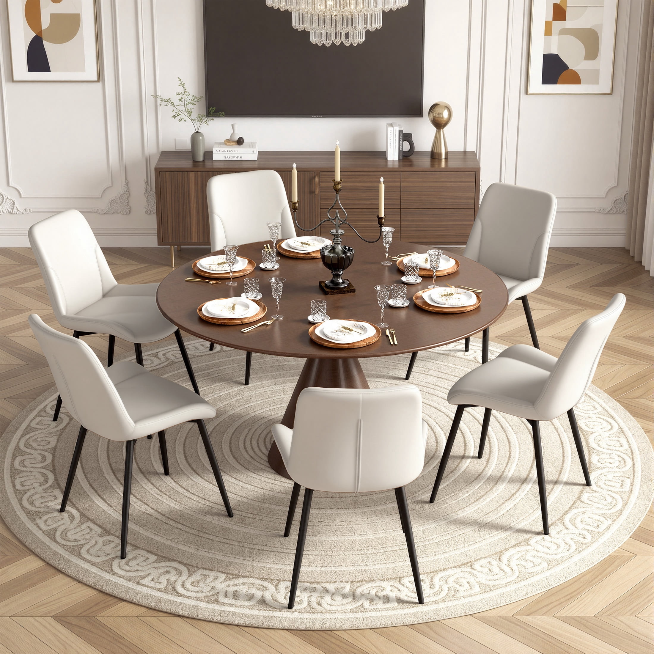 MOONMISS Dining Chair Set of 2,Upholstered with Ergonomic Backrest Metal Legs for Kitchen Office Reading,Beige