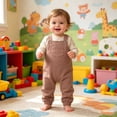 thumbnail image 2 of BOOMNY Toddler Girls Overalls Solid Sleeveless Jumpsuits for Kids Soft Baggy Fall Playsuits, 2 of 6