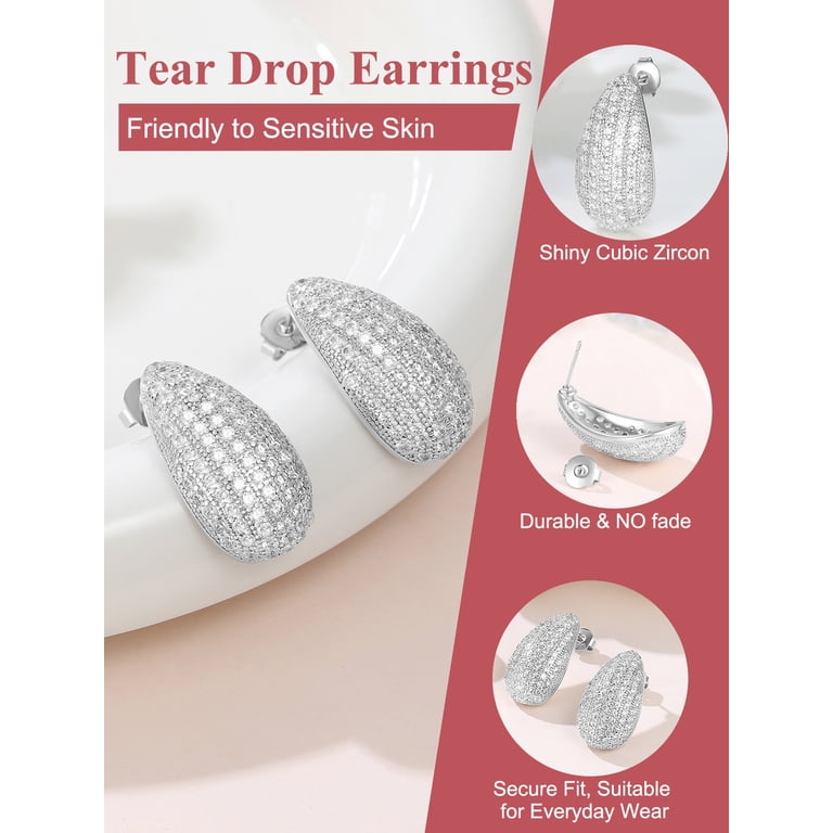 Extra Large Teardrop Earrings For Women - Chunky Gold Hoop Dupes, Hypoallergenic Lightweight