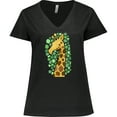 thumbnail image 3 of Inktastic Giraffe silhouette Women's Plus Size V-Neck T-Shirt, 3 of 5