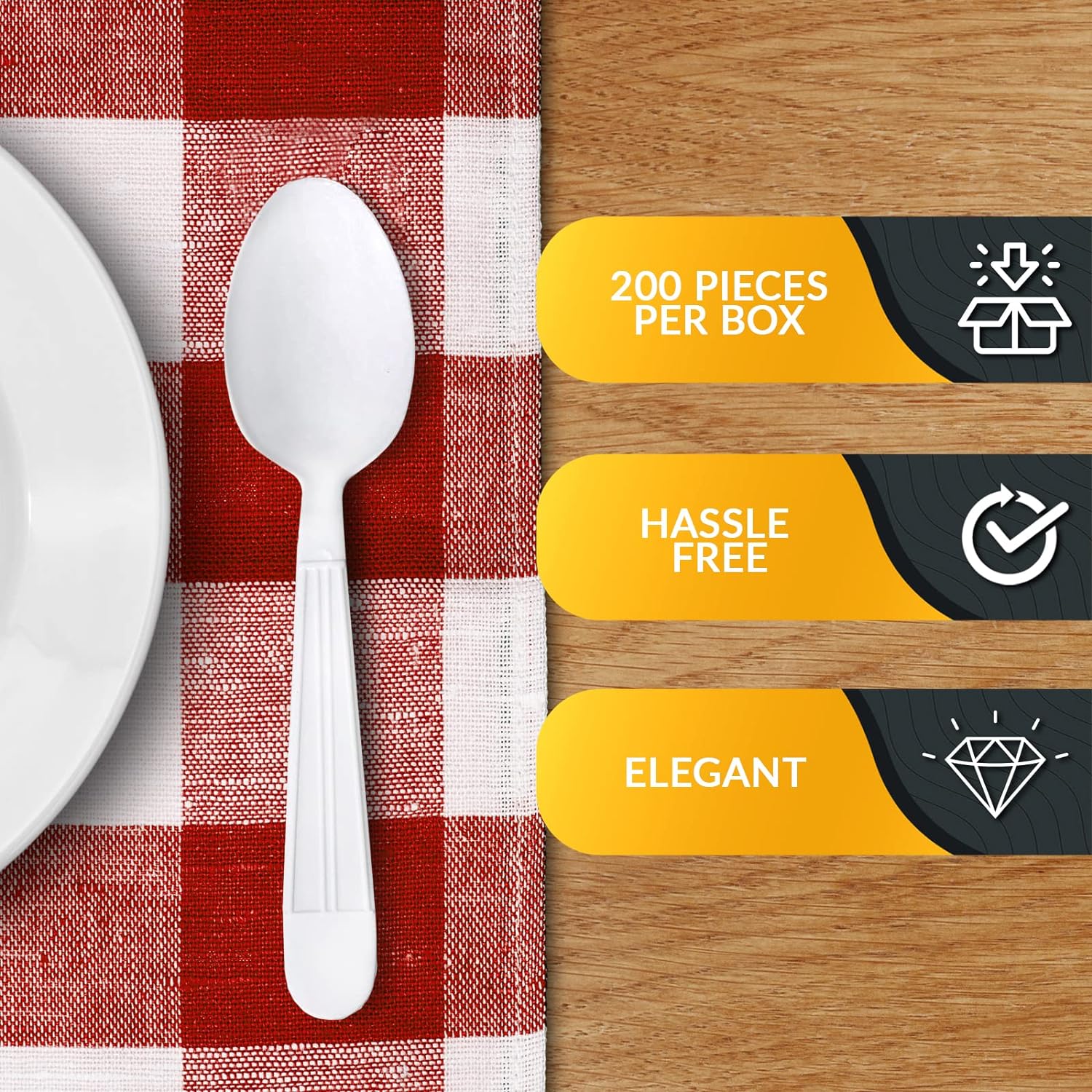 PAMI Heavy Duty Disposable White Plastic Teaspoons, 200 Pack photo 4