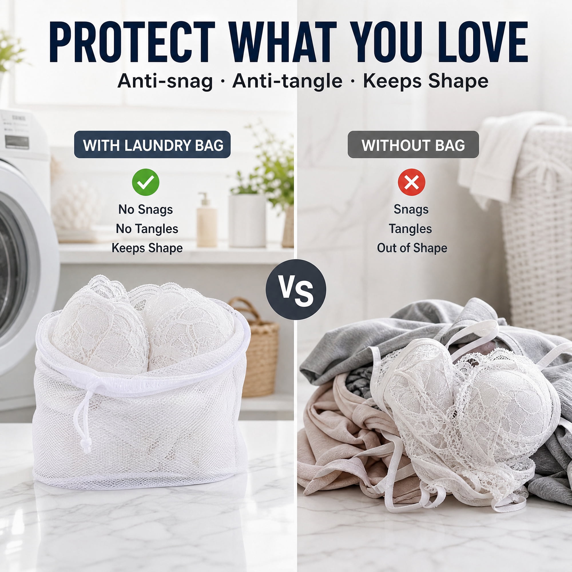 Unique Bargains 2 Pack Nylon Mesh Laundry Bags with Drawstring Closure for Socks White 9.8"x11.8"