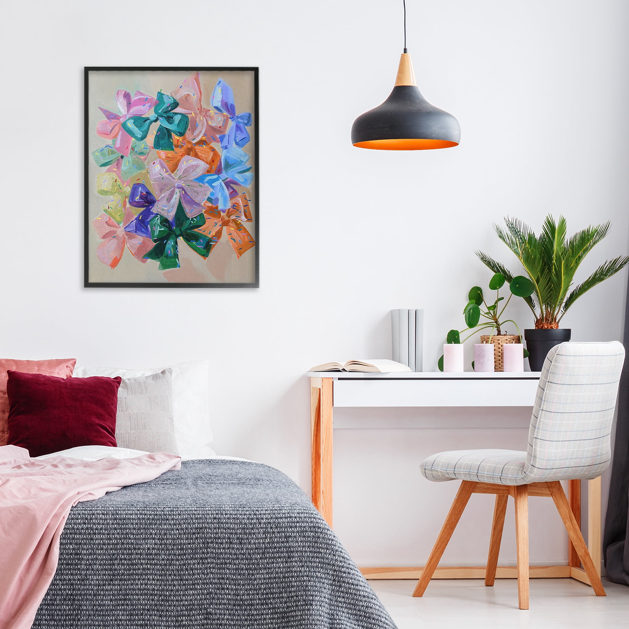 Stupell Industries Bright Bows Cluster with Sprinkles Black Framed Giclee Art, design by The Prints Vibe