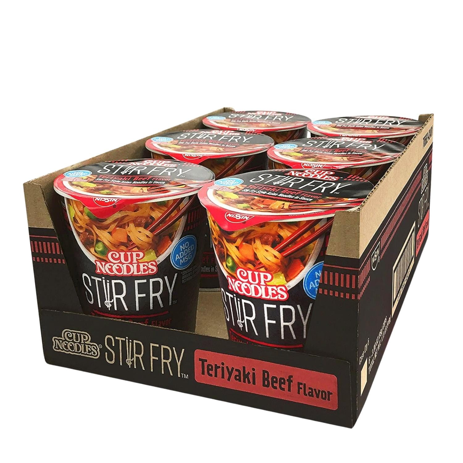 Nissin Stir Fry Asian Cup Noodles Teriyaki Beef Flavor, 3oz Cups Quick
