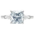 thumbnail image 2 of 3 ct Cushion Cut Simulated Blue Diamond Three-Stone Engagement Ring for Women in 14K White Gold, 2 of 2