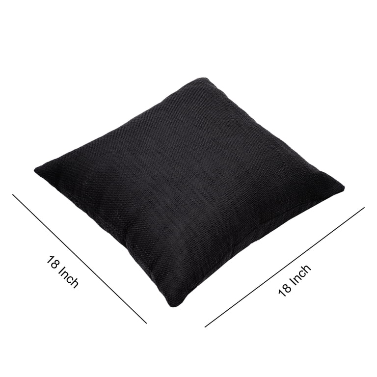 Black Solid Throw Pillows, 18x18 Inches, Set of 2 photo 3