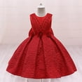 thumbnail image 2 of Likimi Kids Toddler Girls Formal Dress Elegant Sleeveless Crew Neck Solid Color Fashionable Casual Summer Dress Red Size 5-6 Years, 2 of 3