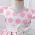 thumbnail image 4 of Dresses For Girls wtih Tie Straps Waist Design Flutter Sleeve Polka Dot Print Adorable Summer Dress Girls Dance Performance Daily Dress Size 3-9 Years, 4 of 6