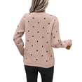 thumbnail image 3 of Women'S Polka Dots Sweaters Long Sleeve Round Neck Knitted Pullover Tops Pink XL, 3 of 7