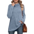 thumbnail image 2 of Luethbiezx Basic Turtleneck Shirt for Women with Long Sleeves and Side Slit, 2 of 5