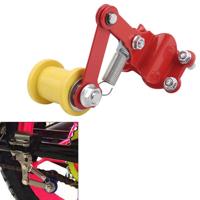 Tensor de cadena atornillable y ajustador de rodillos para motocicletas, vehículos todo terreno, motos de cross, rojo y amarillo, Reino Unido