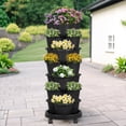 thumbnail image 2 of VECELO 7 Tiered Vertical Planters, Stackable Planters Garden Tower with Wheels and Support Pole, Stackable For Strawberries, Herb Vegetable Planters Indoor Outdoor, Black, 2 of 9