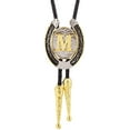 thumbnail image 2 of Bolo Tie for Men- Golden Initial Letter ABCDMJR to Z Western Cowboy Bolo Tie for Women, 2 of 12