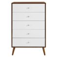 thumbnail image 6 of Dresser Drawer Chest, Walnut White, Wood, Mid Century Bedroom Living, Modern Contemporary HB35655, 6 of 8