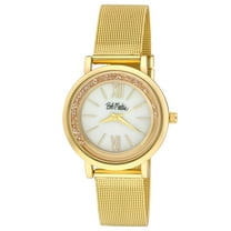 Bob Mackie Women's Gold 34mm Rolling Stone Mesh Strap Watch