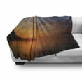 thumbnail image 3 of Space Soft Flannel Fleece Blanket, Exquisite Skyline with Planet Reflection and Sunrise on the Backdrop Galaxy Design, Cozy Plush for Indoor and Outdoor Use, 70" x 90", Orange Blue, by Ambesonne, 3 of 6