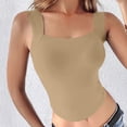 thumbnail image 4 of Women Built-in Bra Tank Tops BWASD Casual Strechy Slim Fit Sleeveless Shirts Adjustabl Shelf Bra Cami Padded Workout Outdoor Sport Tops Summer S-4XL Khaki, 4 of 9
