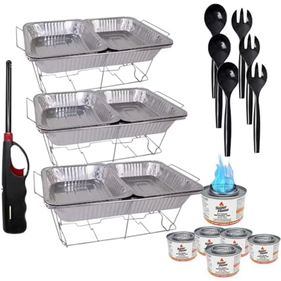 25 Pc Disposable Aluminum Chafing Dish Buffet Party Set WITH HANDY LIGHTER$$Home Decor, Kitchen, & Other