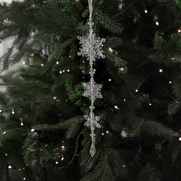 Adornos navideños de copos de nieve | Adornos colgantes de plástico blanco | Decoración para ventanas y fiestas | Colgantes de copos de nieve ligeros y duraderos | Decoración navideña para fiestas y